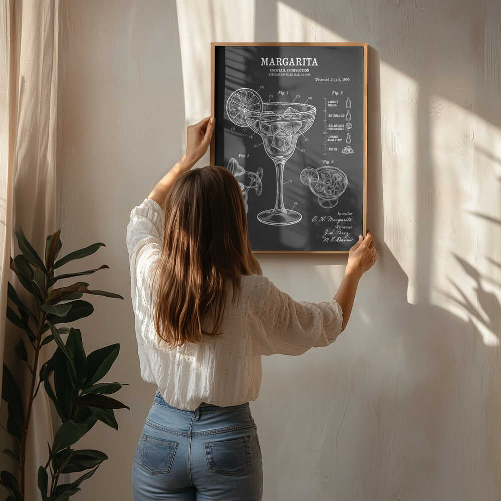 Poster mit dem Patent für einen Margarita-Cocktail