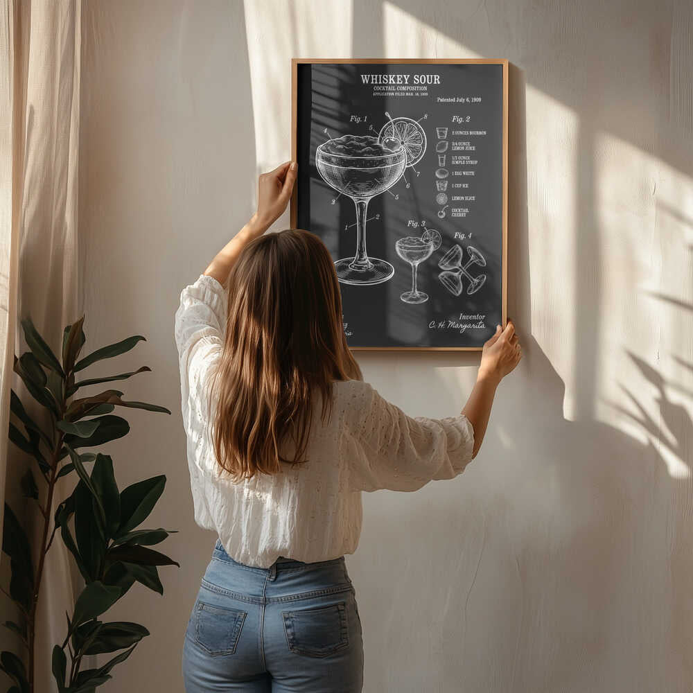 Poster mit Whiskey-Sour-Komposition