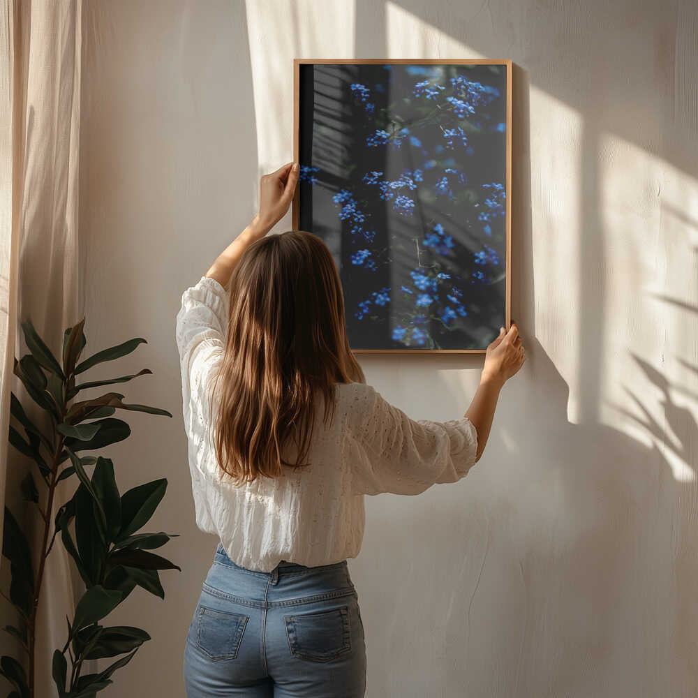 Midnight Blue Flowers Poster