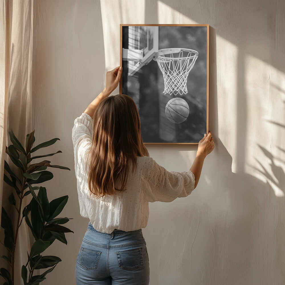 Poster „Basketball-Wurf auf den Korb“