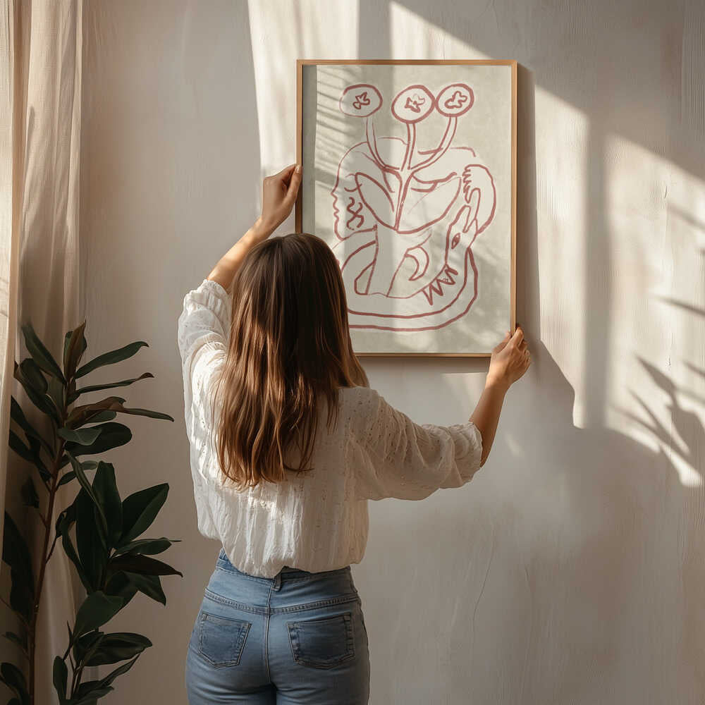 Serene Woman and Snake Poster